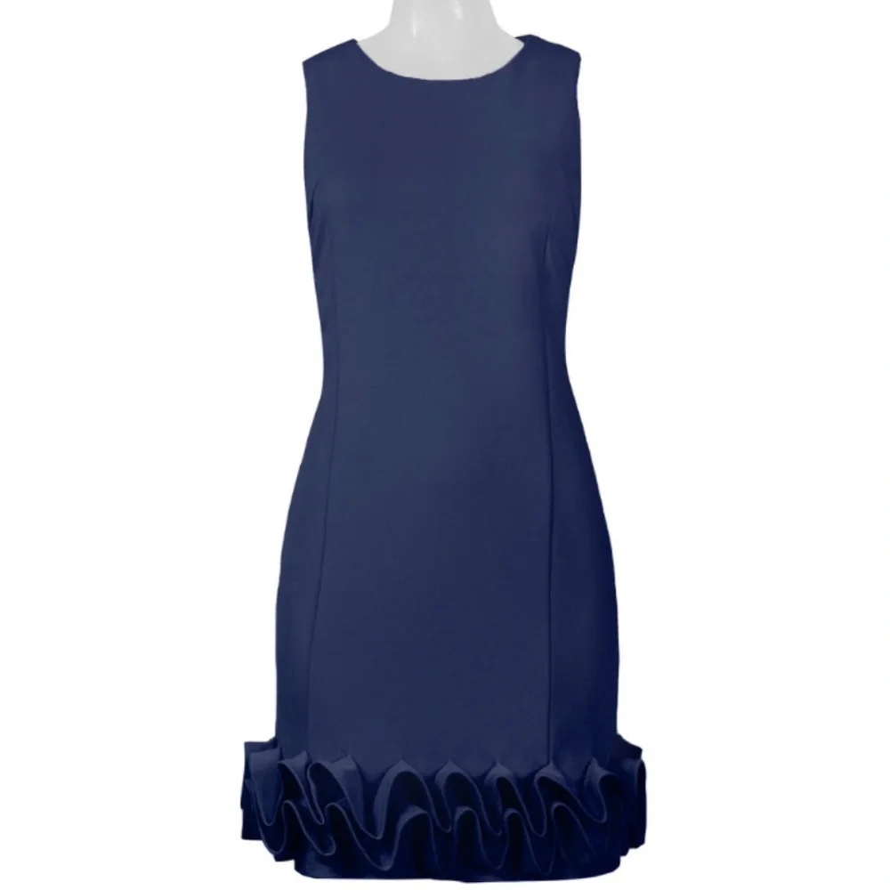 Structured Ruffled Dress (L5006A/BLUE MOON) - Picture 1 of 4